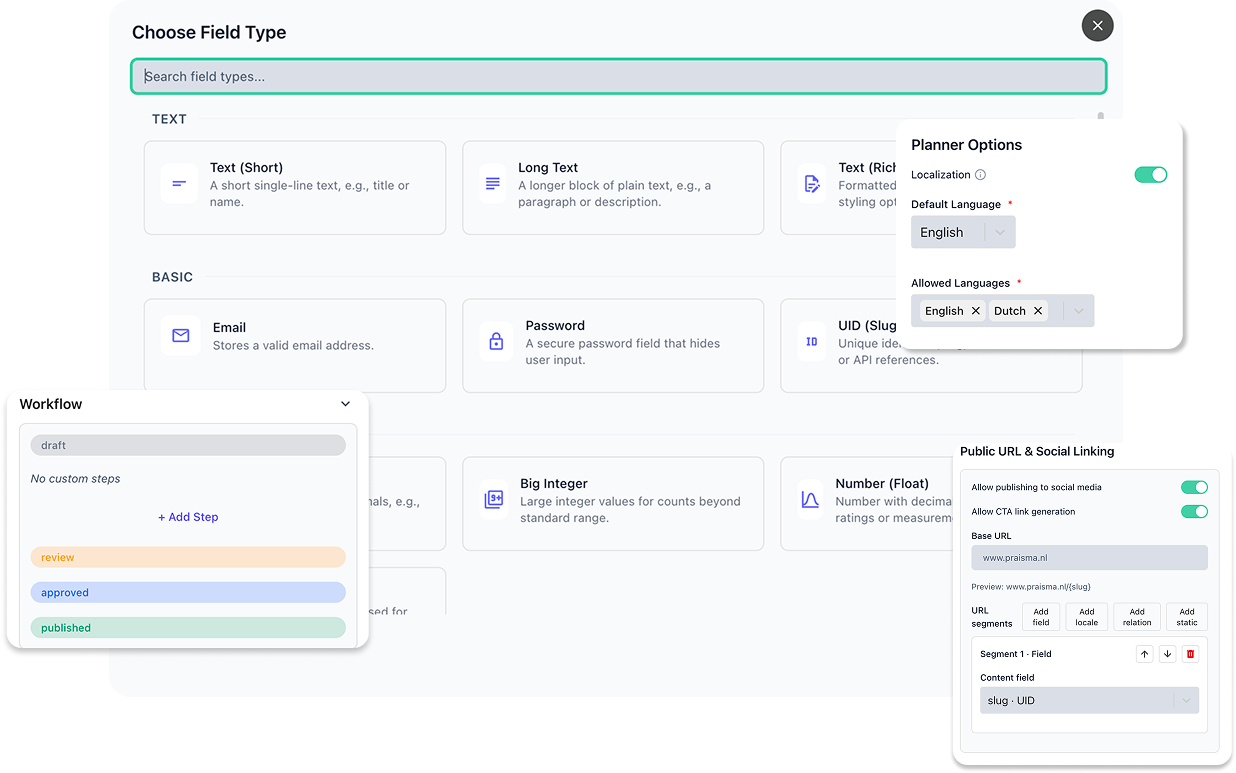 Content type builder