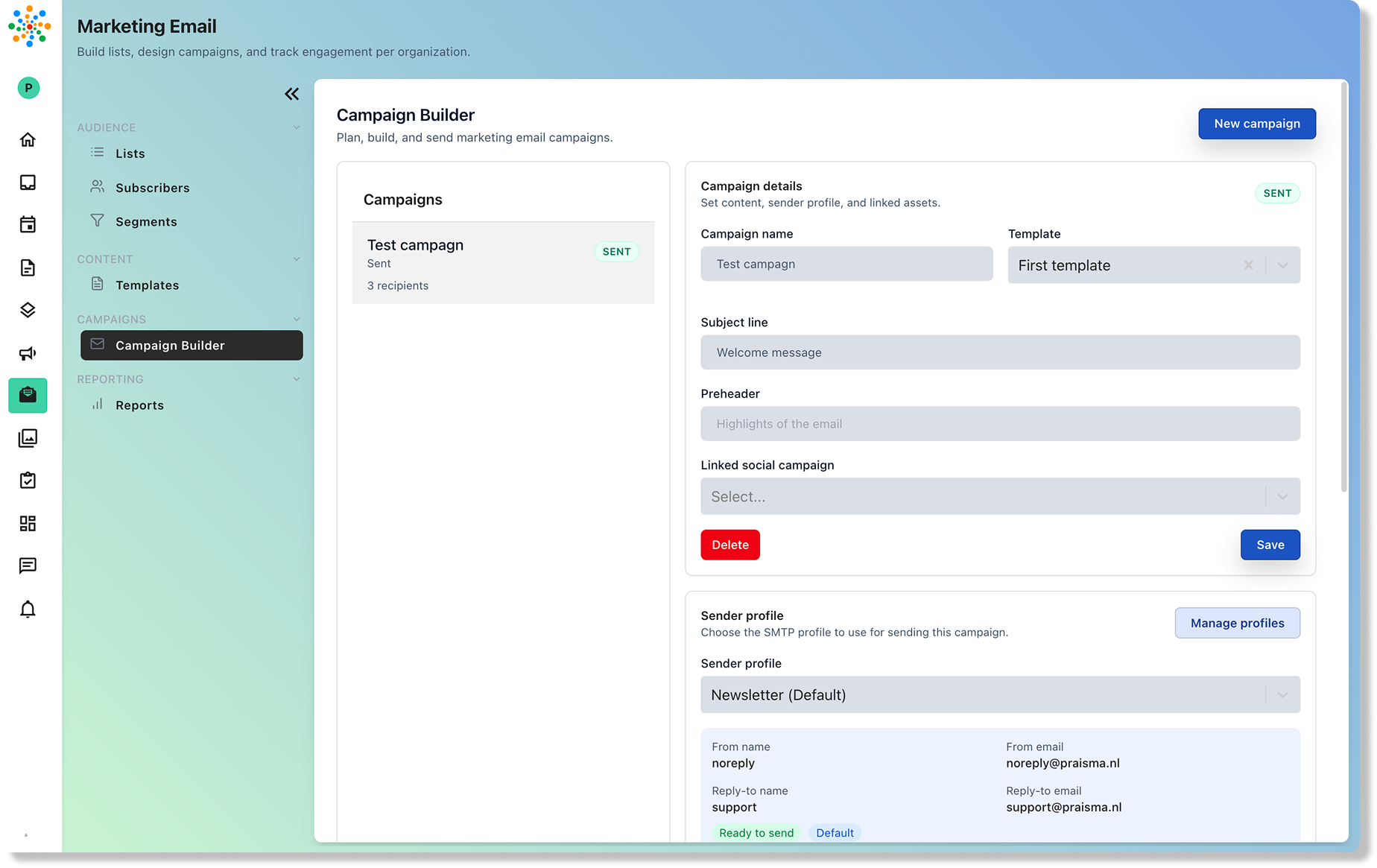Email marketing dashboard