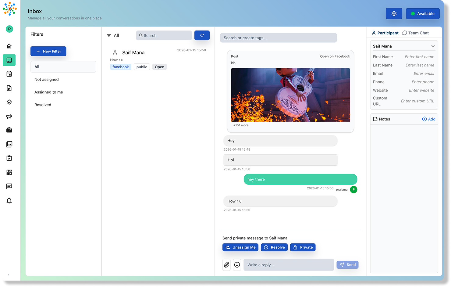 Unified inbox dashboard